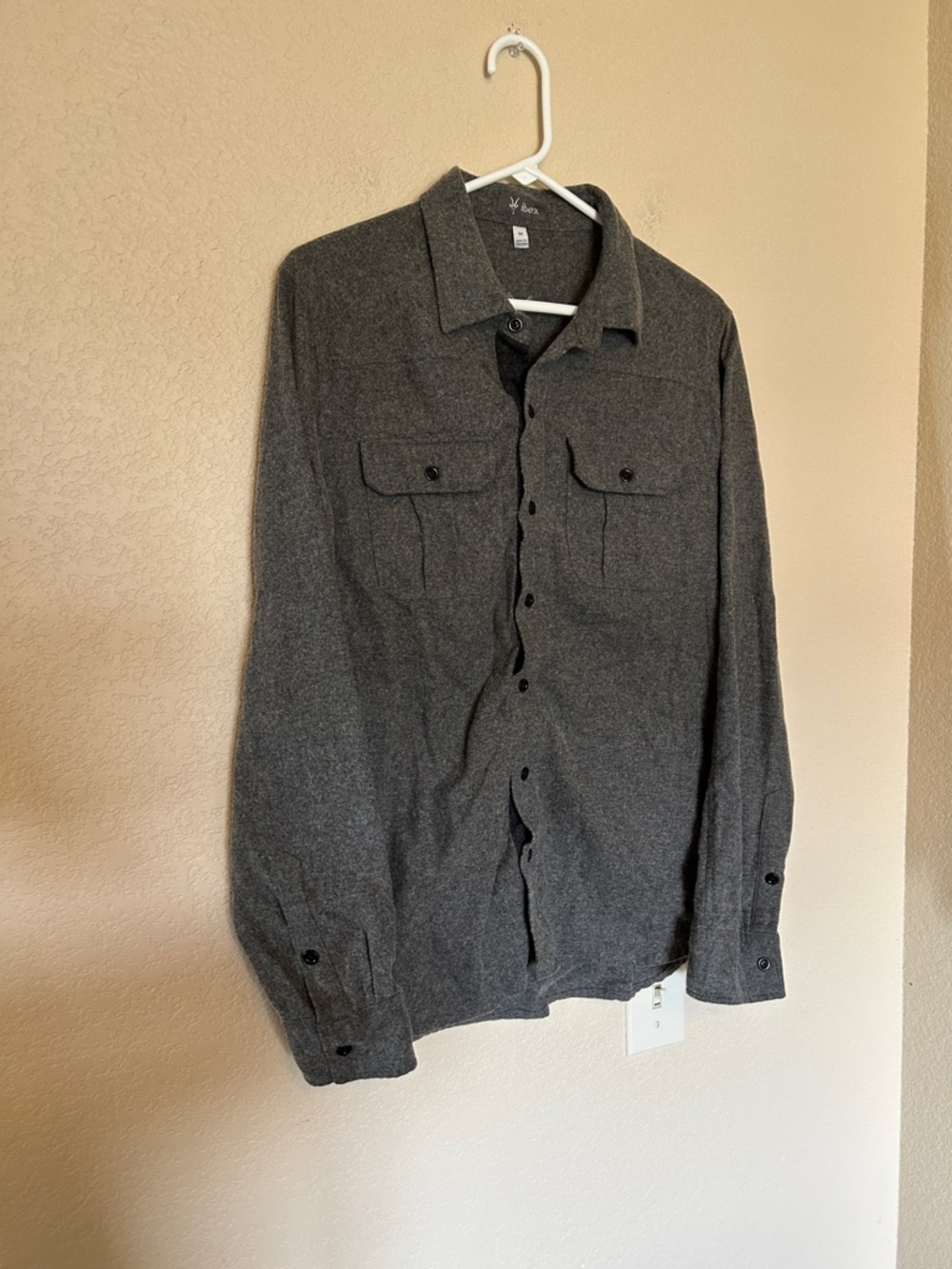 Ibex Wool Button Down Shirt Gray Long Sleeve Outdoor Flannel Style Men’s Medium - Picture 2 of 7